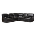 Baxton Studio Amaris Black 5-Piece Power Reclining Sectional Sofa with USB Ports 141-7896